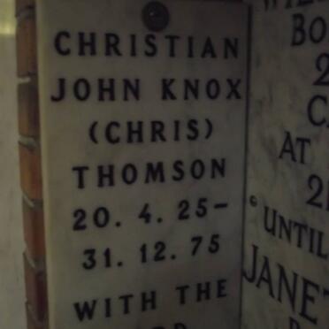 THOMSON Christian John Knox 1925-1975