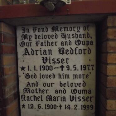 VISSER Adrian Bedford 1900-1977 &amp; Rachel Maria 1900-1999