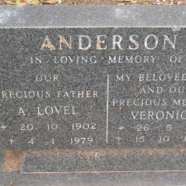 ANDERSON A. Lovel 1902-1979 &amp; Veronica 1911-1977