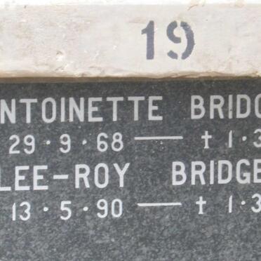 BRIDGER Antionette 1968-1991 :: BRIDGER Lee-Roy 1990-1991