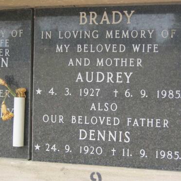 BRADY Dennis 1920-1985 &amp; Audrey 1927-1985