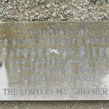 BLERCK Barbara, van -1964