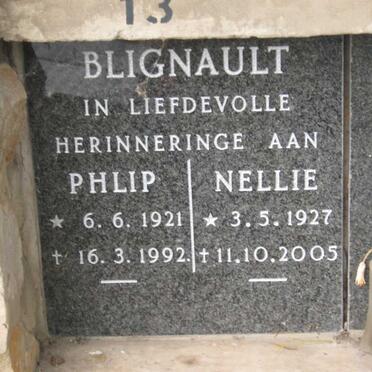 BLIGNAULT Phlip 1921-1992 &amp; Nellie 1927-2005