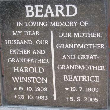 BEARD Harold Winston 1908-1983 &amp; Beatrice 1909-2005