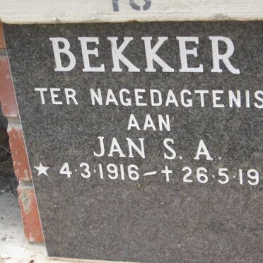 BEKKER Jan S.A. 1916-1985