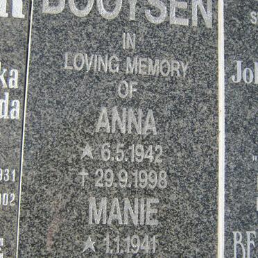 BOOYSEN Manie 1941-2000 &amp; Anna 1942-1998