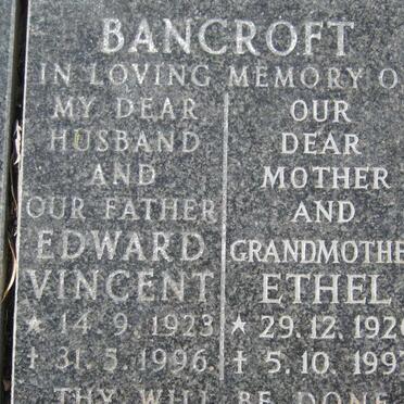 BANCROFT Edward Vincent 1923-1996 &amp; Ethel 1920-1997