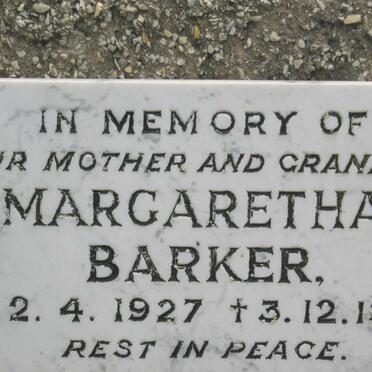 BARKER Margaretha 1927-1980