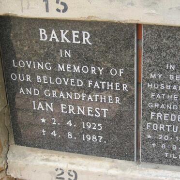 BAKER Ian Ernest 1925-1987