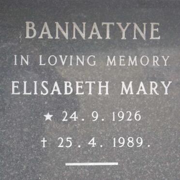 BANNATYNE Elisabeth Mary 1926-1989