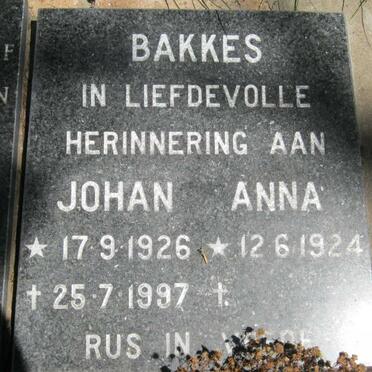 BAKKES Johan 1926-1997 &amp; Anna 1924-