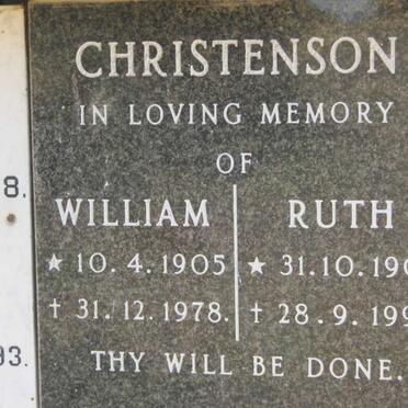 CHRISTENSON William 1905-1978 &amp; Ruth 1906-1998