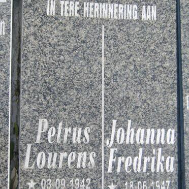 COETZEE Petrus Lourens 1942-2003 &amp; Johanna Fredrika 1947-2004