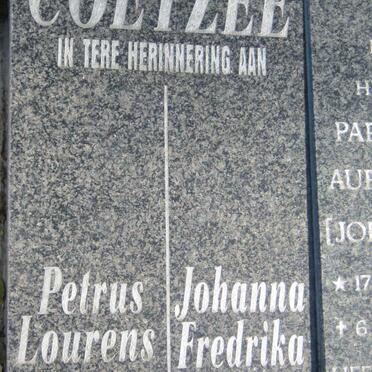 COETZEE Petrus Lourens 1942-2003 &amp; Johanna Fredrika 1947-2004