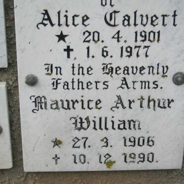 CALVERT Maurice Arthur William 1906-1990 &amp; Alice 1901-1977