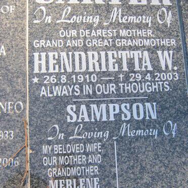 CARTER Hendrietta W. 1910-2003 :: SAMPSON Merlene 1941-2010