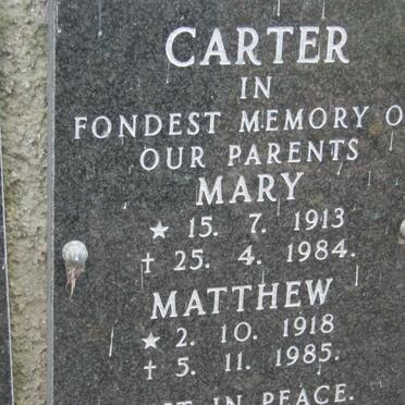 CARTER Matthew 1918-1985 &amp; Mary 1913-1984