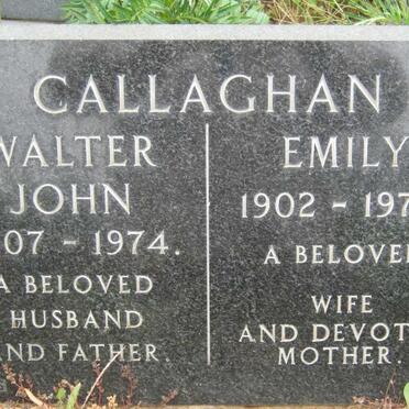 CALLAGHAN Walter John 1907-1974 &amp; Emily 1902-1975
