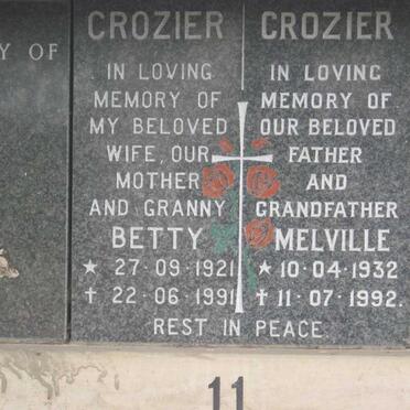 CROZIER Melville 1921-1992 &amp; Betty 1921-1991