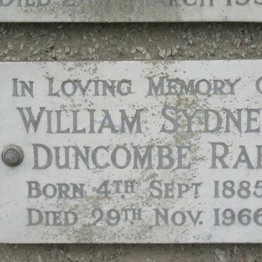 DUNCOMBE RAE William Sydney 1885-1966