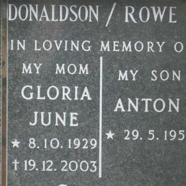 DONALDSON Gloria June  1929-2003 :: ROWE Anton 1952-