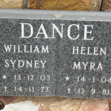 DANCE William Sydney 1903-1973 &amp; Helen Myra 1904-1981