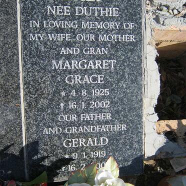 DALY Gerald 1919-2005 &amp; Margaret Grace DUTHIE 1925-2002 