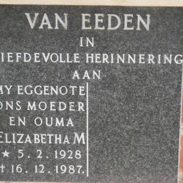 EEDEN Elizabeth M., van 1928-1987