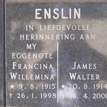 ENSLIN James Walter 1914-2001 &amp; Francina Willemina 1915-1998