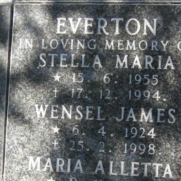 EVERTON Wensel James 1924-1998 &amp; Maria Aletta 1930-2002 :: EVERTON Stella Maria 1955-1994