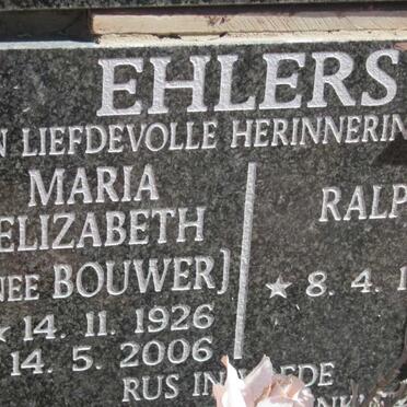 EHLERS Ralph 1928- &amp; Maria Elizabeth BOUWER 1926-2006