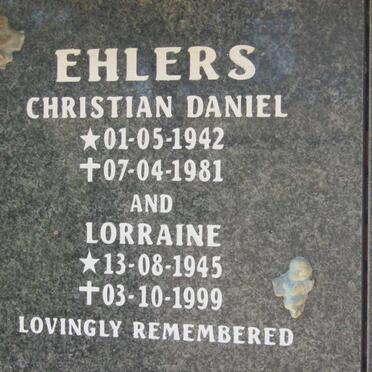 EHLERS Christian Daniel 1942-1981 &amp; Lorraine 1945-1999