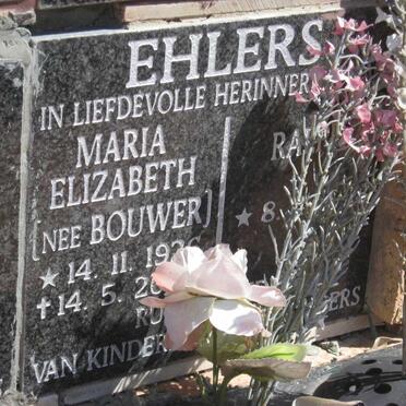 EHLERS Maria Elizabeth nee BOUWER 1926-2006