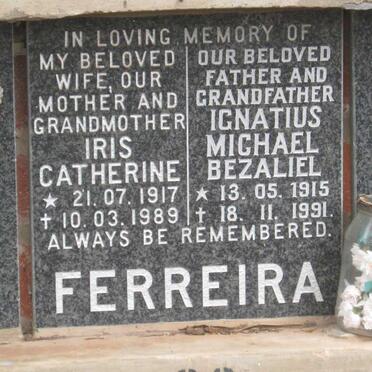 FERREIRA Ignatius Michael Bezaliel 1915-1991 &amp; Iris Catherine 1917-1989