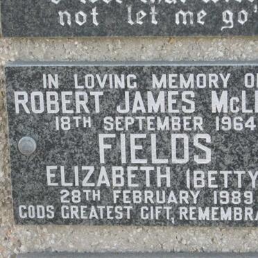 FIELDS Robert James McLean -1964 &amp; Elizabeth -1989