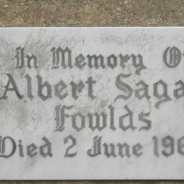 FOWLDS Albert Sagar -1963