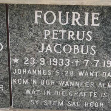 FOURIE Petrus Jacobus 1933-1986