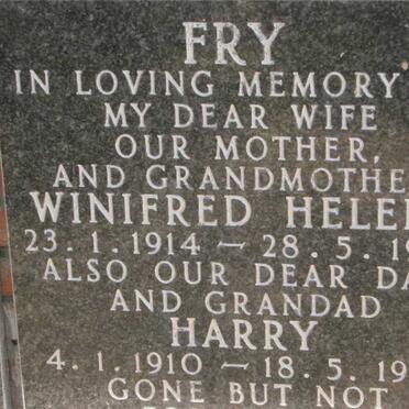FRY Harry 1910-1993 &amp; Winifred Helena 1914-1979