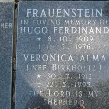 FRAUENSTEIN Hugo Ferdinand 1909-1976 &amp; Veronica Alma BIRKHOLTZ 1912-1995
