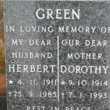 GREEN Herbert 1911-1985 &amp; Dorothy 1914-1993