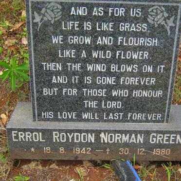 GREENE Errol Roydon Norman 1942-1980