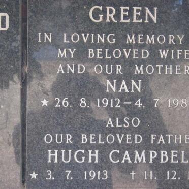 GREEN Hugh Campbell 1913-1985 &amp; Nan 1912-1981