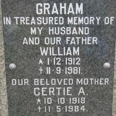 GRAHAM William 1912-1981 &amp; Gertie A. 1918-1984
