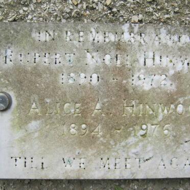 HINWOOD Rupert Noel 1890-1972 &amp; Alice A. 1894-1976
