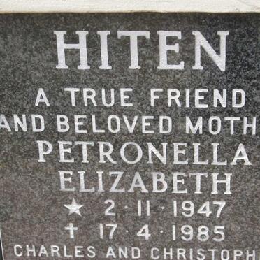 HITEN Petronella Elizabeth 1947-1985