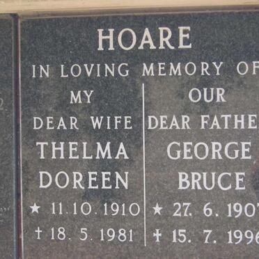 HOARE George Bruce 1907-1996 &amp; Thelma Doreen 1910-1981