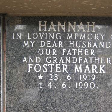 HANNAH Foster Mark 1919-1990