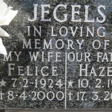 JEGELS Hazel 1920-2009 &amp; Felice 1924-2000