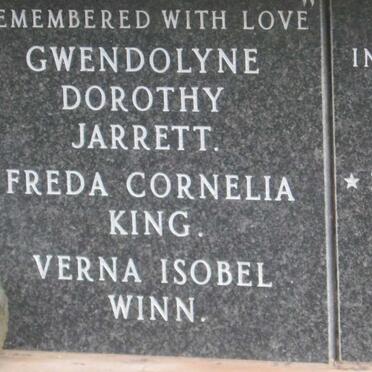 JARRETT Gwendolyne Dorothy :: KING Freda Cornelia :: WINN Verna Isobel