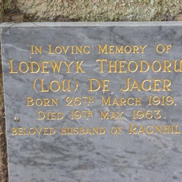 JAGER Lodewyk Theodorus, de 1919-1963